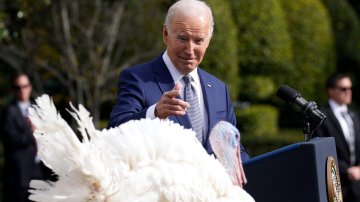 President Biden “pardons” the Thanksgiving turkey, Liberty, at the White House. His recent slide in the polls concerns his policies, particularly overseas, rather than concerns about his age